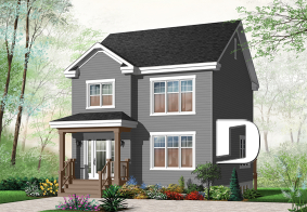 Color version 3 - Front - 2 storey, 3 bedroom American style home plan, open floor plan &  large foyer, many foundation options avail. - Warner