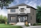 front - BASE MODEL - 3 bedroom small modern house plan, open floor concept with three sided fireplace, large kitchen and master bed - Altair