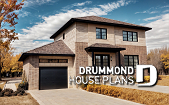 front - BASE MODEL - Two-story contemporary home plan with garage, open dining and living concept with central fireplace, 3 beds - Altair 2