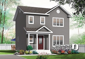 front - BASE MODEL - Small 3 bedroom Traditional house plan with open living concept, large kitchen island and pantry - Carleton
