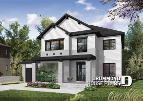 Color version 3 - Front - Modern 2 storey home plan with 4 bedrooms, ensuite, 3 full bathrooms, open concept - Lewiston