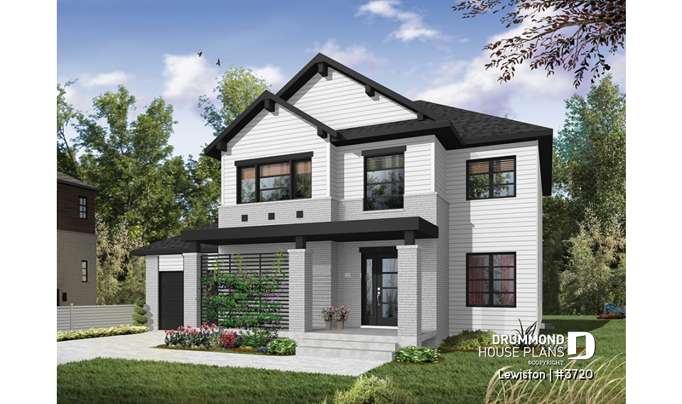 Color version 3 - Front - Two-story Modern family home with 4 bedrooms, 3 bathrooms, open living spaces, integrated garage - Lewiston