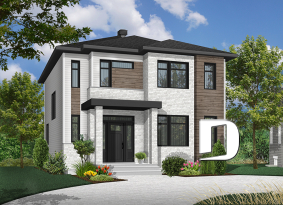 Color version 3 - Front - Modern open floor plan house plan, affordable 3 bedroom home, open floor plan, large island counter - Captiva