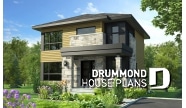 front - BASE MODEL - Modern house plan with kitchen island & pantry, laundry on main floor, 3 bedrooms, large family bathroom - Levis