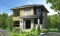 front - BASE MODEL - Modern house plan with kitchen island & pantry, laundry on main floor, 3 bedrooms, large family bathroom - Levis