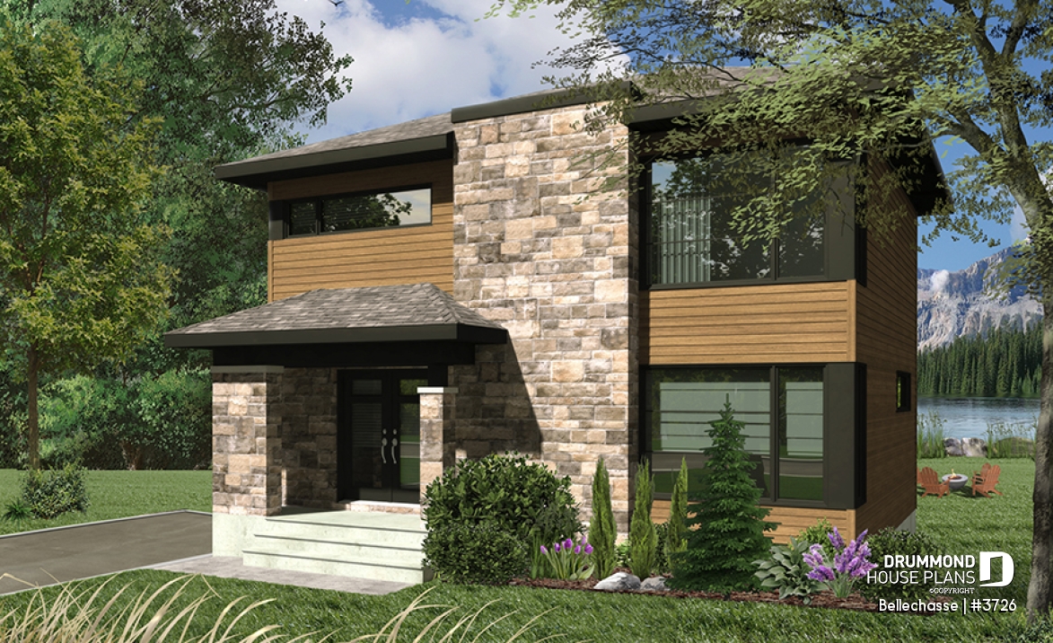 front - BASE MODEL - Modern two-storey house design, spacious floor plan, superb kitchen with island and pantry, 3 good size beds - Bellechasse