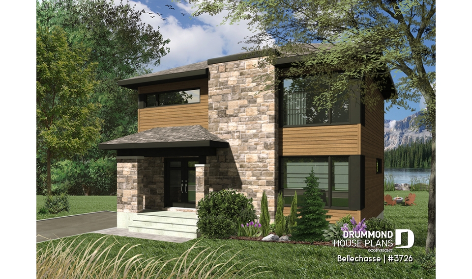 front - BASE MODEL - Modern two-storey house design, spacious floor plan, superb kitchen with island and pantry, 3 good size beds - Bellechasse
