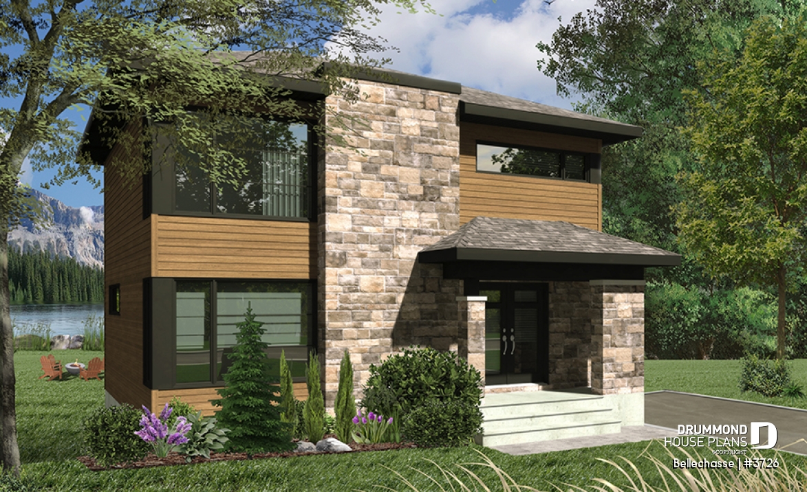 front - BASE MODEL - Modern two-storey house design, spacious floor plan, superb kitchen with island and pantry, 3 good size beds - Bellechasse