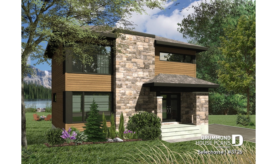 front - BASE MODEL - Modern two-storey house design, spacious floor plan, superb kitchen with island and pantry, 3 good size beds - Bellechasse