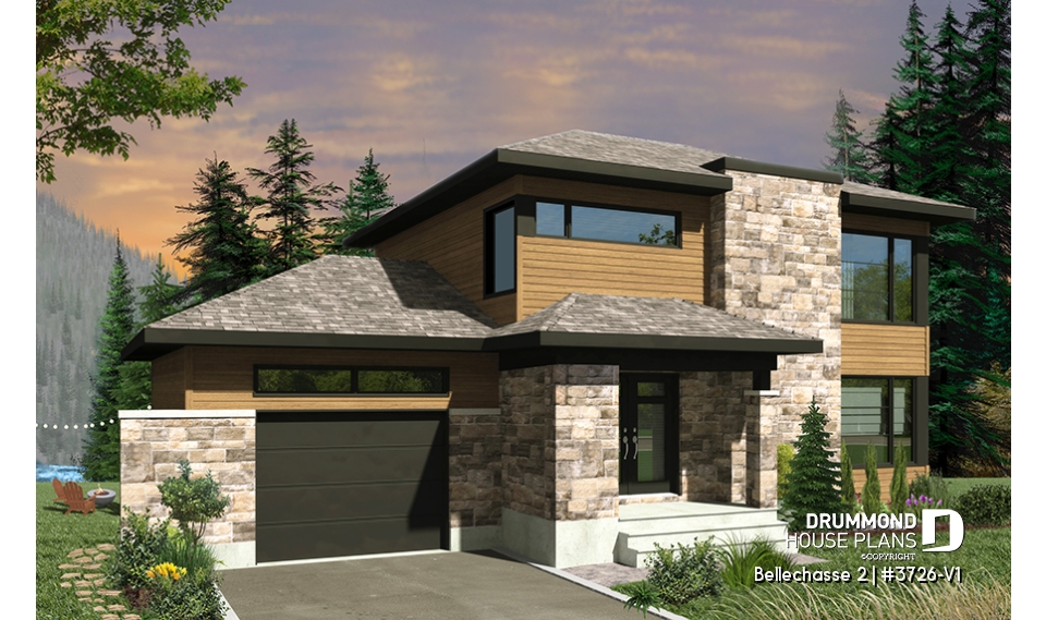 front - BASE MODEL - Modern floor plans, 3 to 4 bedrooms, garage, open concept, pantry, kitchen island, finished daylight basement - Bellechasse 2