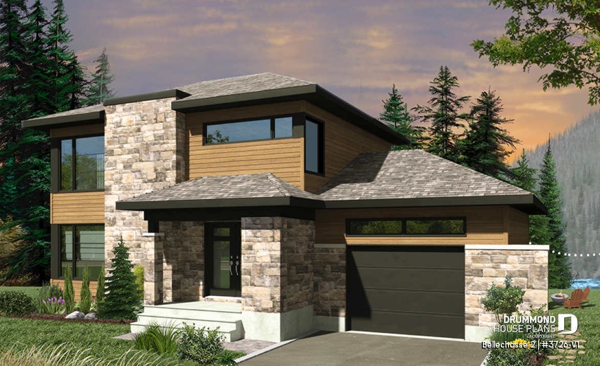 front - BASE MODEL - Modern floor plans, 3 to 4 bedrooms, garage, open concept, pantry, kitchen island, finished daylight basement - Bellechasse 2
