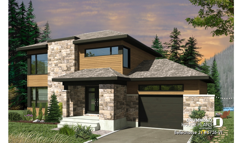 front - BASE MODEL - Modern floor plans, 3 to 4 bedrooms, garage, open concept, pantry, kitchen island, finished daylight basement - Bellechasse 2