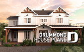 alternate - Farmhouse home plan with wrap around porch, 4 bedrooms, 2.5 baths, game room, den - Rivard