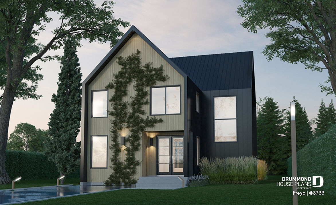 front - BASE MODEL - Minimalist Scandinavian style home with lots of amenities! 3 to 5 beds, cathedral, optional finished basement - Freya