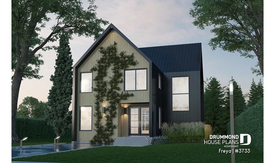 front - BASE MODEL - Minimalist Scandinavian style home with lots of amenities! 3 to 5 beds, cathedral, optional finished basement - Freya