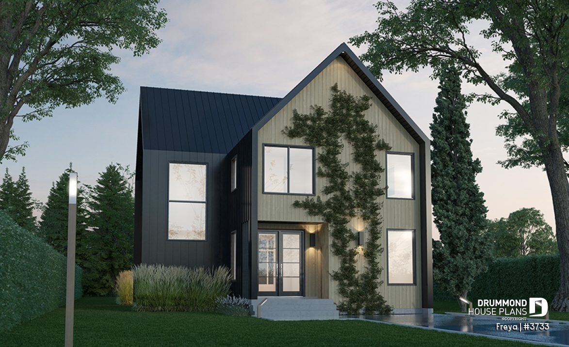 front - BASE MODEL - Minimalist Scandinavian style home with lots of amenities! 3 to 5 beds, cathedral, optional finished basement - Freya