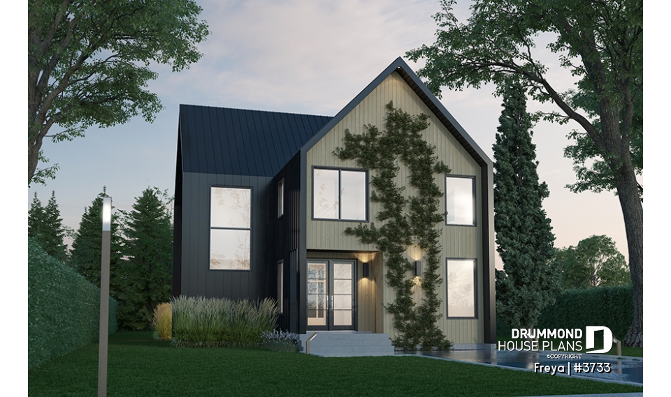 front - BASE MODEL - Minimalist Scandinavian style home with lots of amenities! 3 to 5 beds, cathedral, optional finished basement - Freya