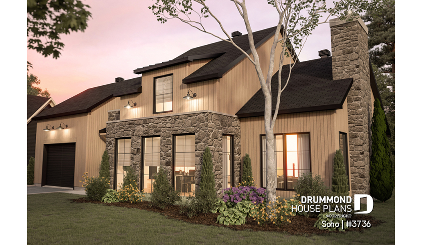 front - BASE MODEL - Transitional style home with master suite on main floor, home office and open floor plan - Soho