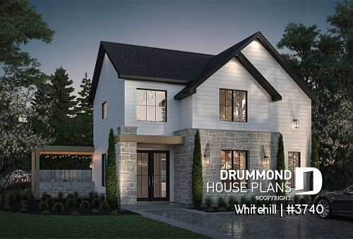 front - BASE MODEL - Two-story Classic style home, open area and games room on the ground floor, 3 bedrooms - Whitehill