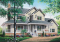 front - BASE MODEL - Country American house plan, 3 to 4 bedrooms, large wraparound balcony, home office - Ridgewood 3