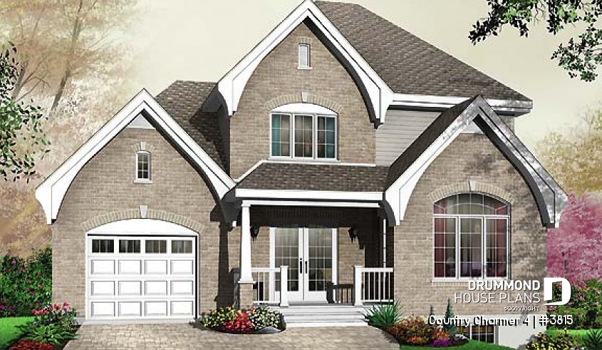 front - BASE MODEL - Country house with garage and 3 bedrooms, garage with access to unfinished daylight basement - Country Charmer 4