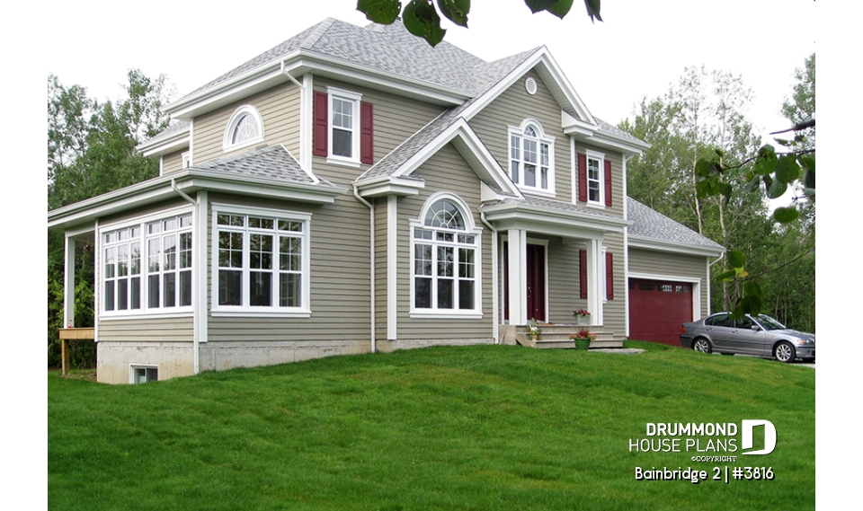 alternate - 3 bedroom house plan, sunken family room, home office, screened porch, solarium - Bainbridge 2