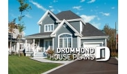 front - BASE MODEL - Simple and economical Country house plan, with covered porch and 3 bedrooms - Country Charmer 3