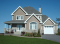 front - BASE MODEL - Farmhouse style houseplan, affordable construction, 3 bedrooms, garage, covered balcony - Belcourt 2