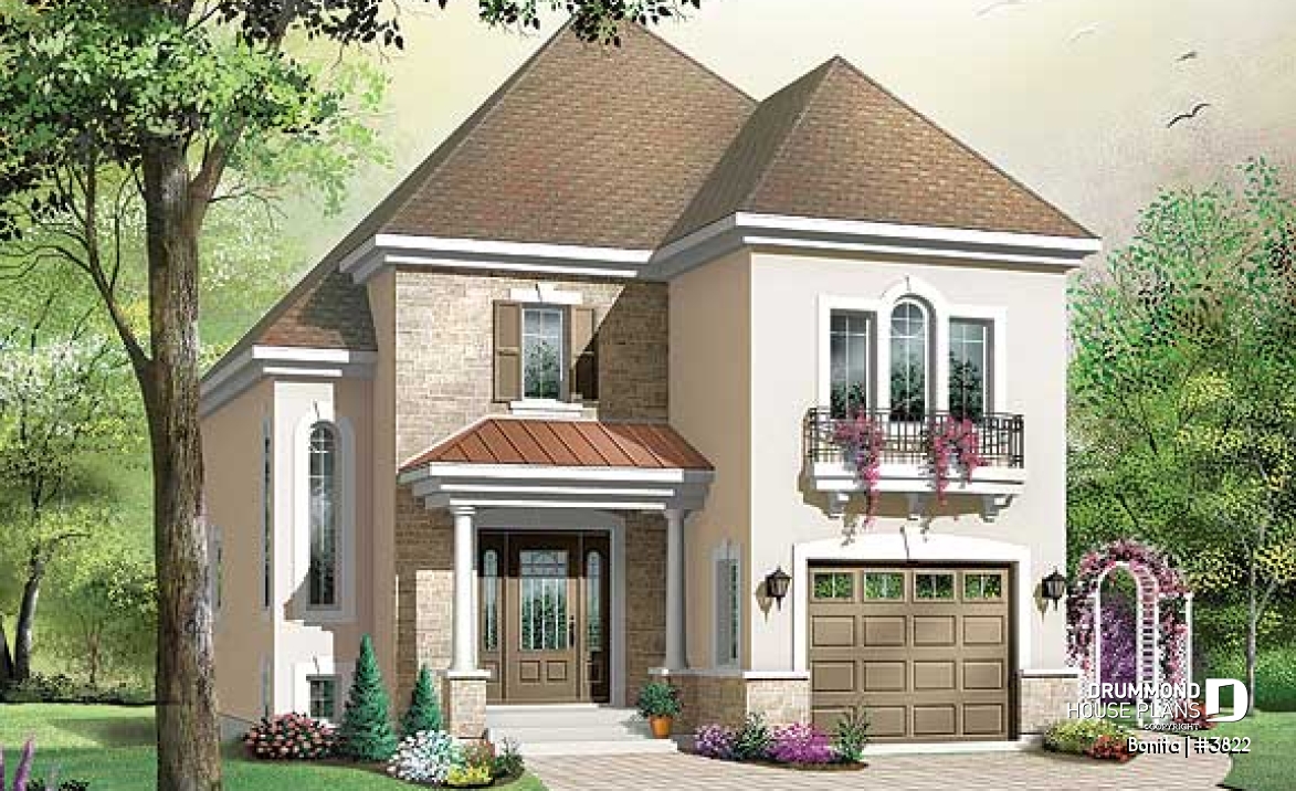 front - BASE MODEL - 2 storey european cottage with 3 bedroom and garage - Bonita