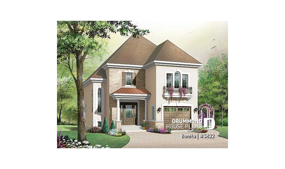 front - BASE MODEL - 2 storey european cottage with 3 bedroom and garage - Bonita