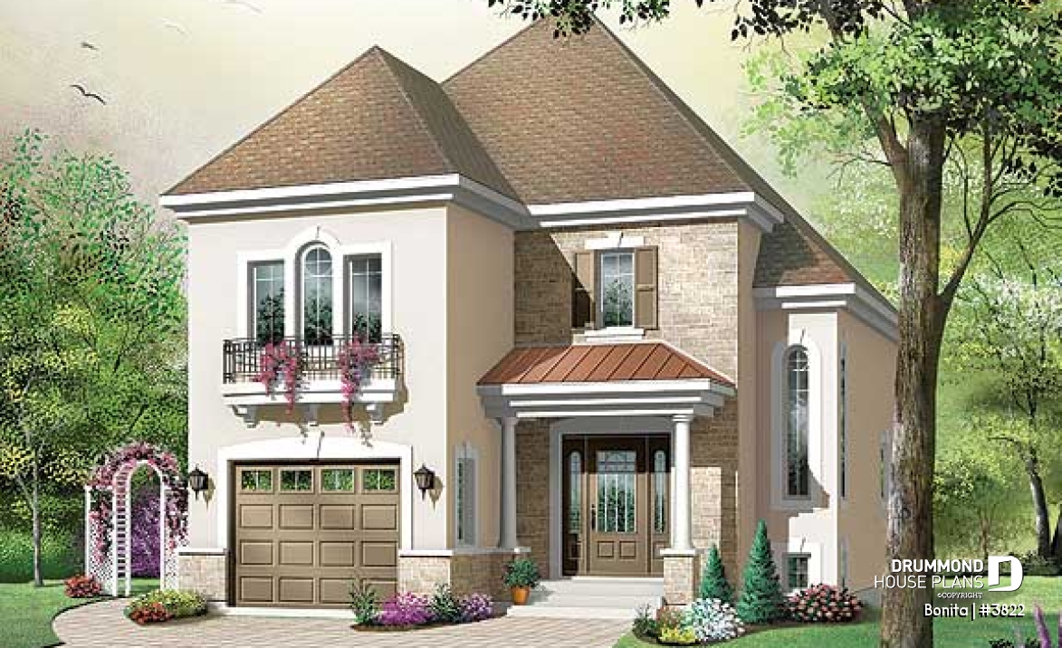 front - BASE MODEL - 2 storey european cottage with 3 bedroom and garage - Bonita