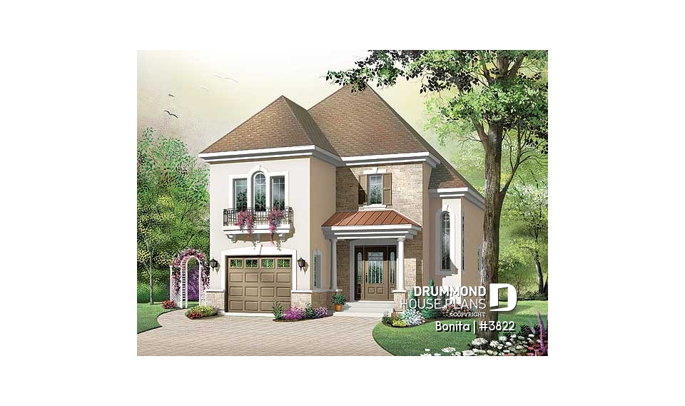 front - BASE MODEL - 2 storey european cottage with 3 bedroom and garage - Bonita