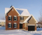 front - BASE MODEL - 2-story house plan with garage, master suite, 3 beds 2 baths, large family room, two-sided fireplace - Frontenac 2