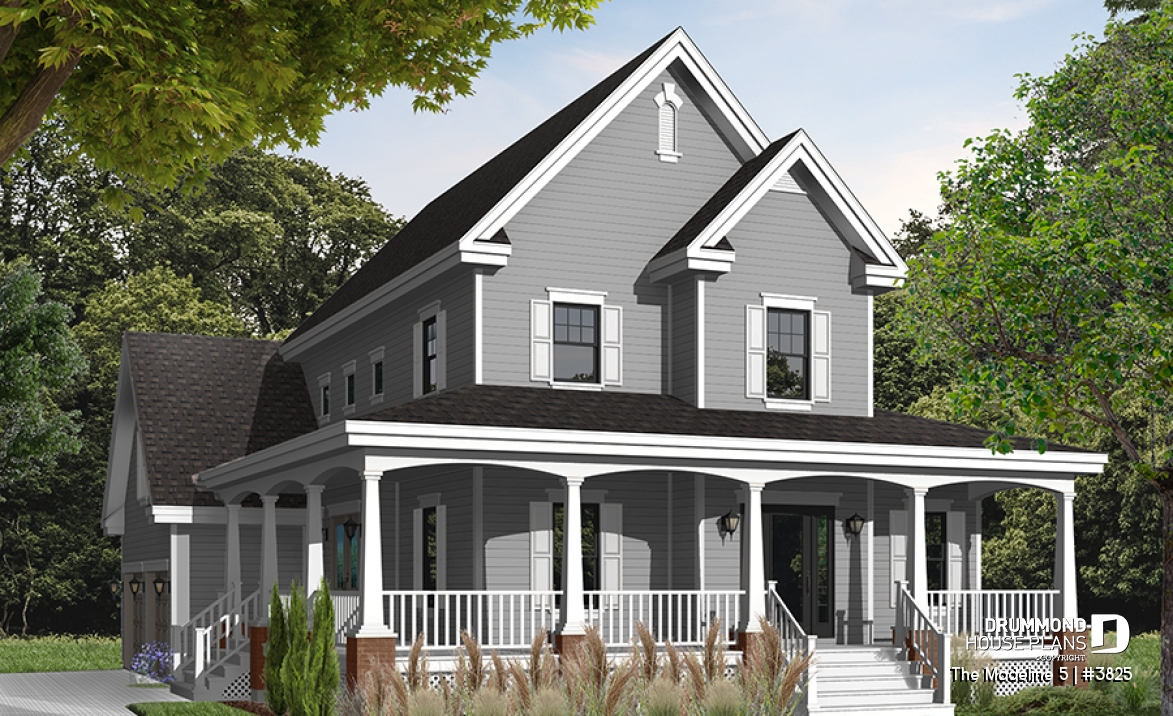 Color version 2 - Front - Open floor plan, home office, 3-4 bedrooms, 2-car garage, see-thru fireplace, large bonus room - The Madeline 5
