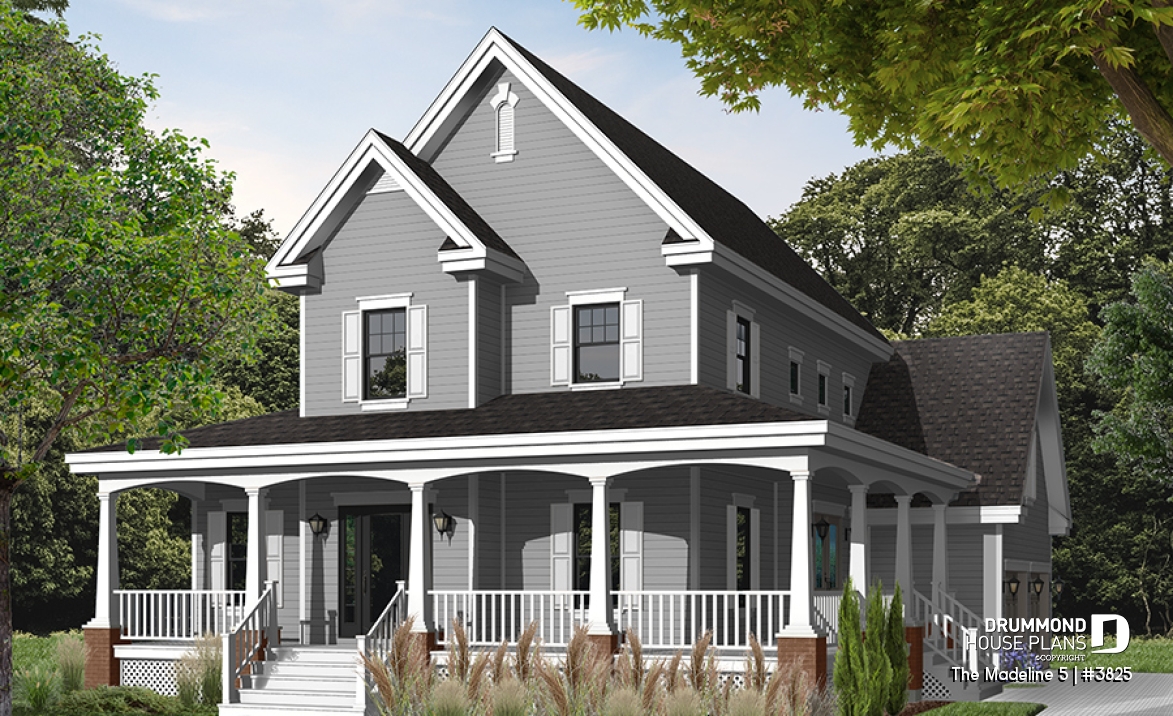 Color version 2 - Front - Open floor plan, home office, 3-4 bedrooms, 2-car garage, see-thru fireplace, large bonus room - The Madeline 5
