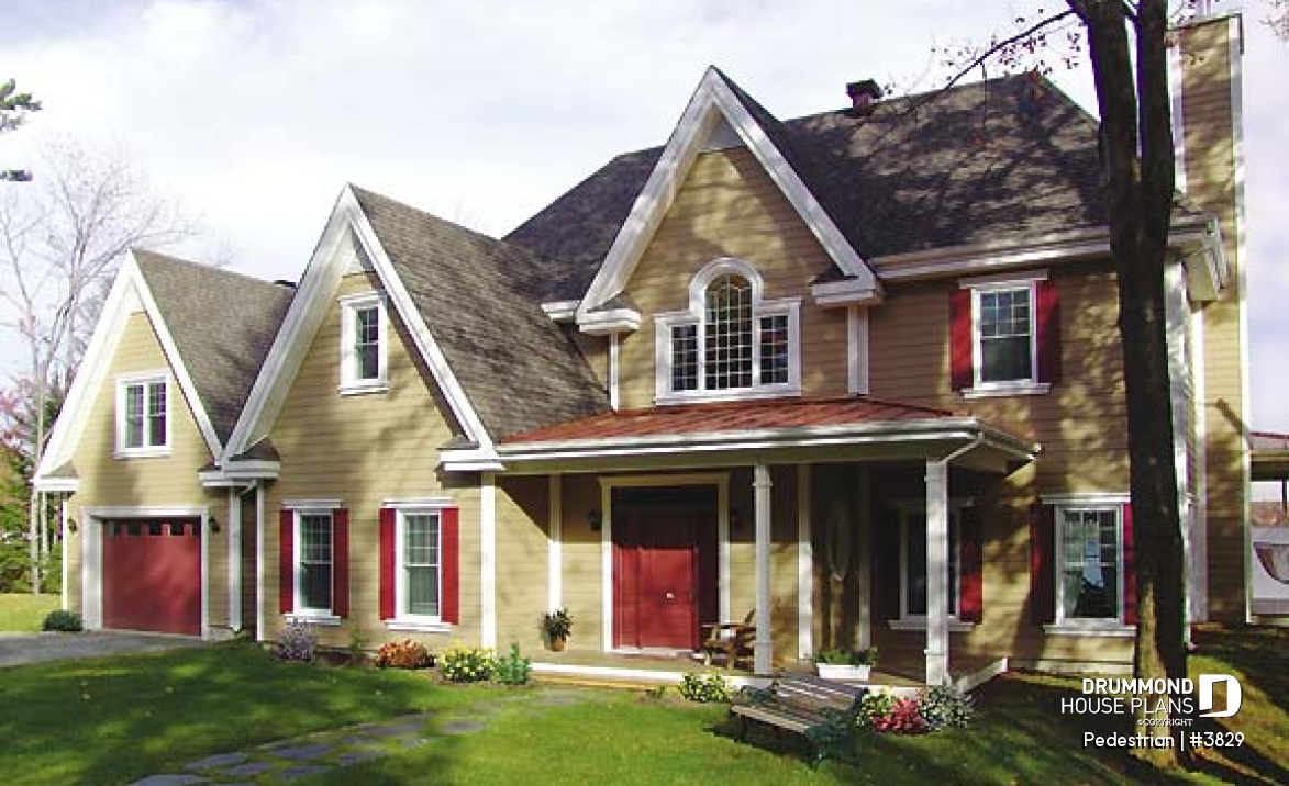 front - BASE MODEL - 4 bedroom lakefront home design, open floor concept, 9' ceiling, screened in porch, 2-car garage - Pedestrian