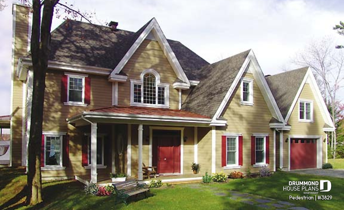 front - BASE MODEL - 4 bedroom lakefront home design, open floor concept, 9' ceiling, screened in porch, 2-car garage - Pedestrian