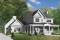 Color version 1 - Front - Farmhouse style home plan, 9' ceiling, large bonus area, 3-car garage, 3 bedrooms, 9' ceiling on main floor - Pelusa