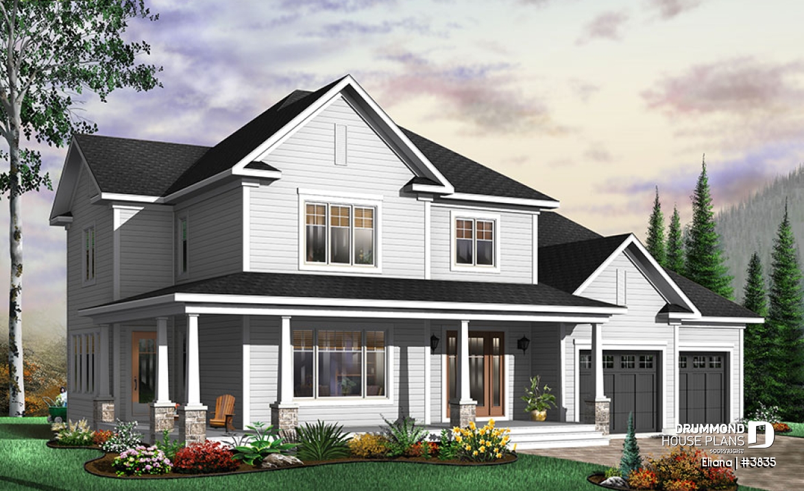 front - BASE MODEL - Large foyer, formal dining, 4 bedrooms, family room with fireplace, 2-car garage - Eliana