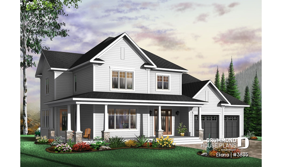 front - BASE MODEL - Large foyer, formal dining, 4 bedrooms, family room with fireplace, 2-car garage - Eliana
