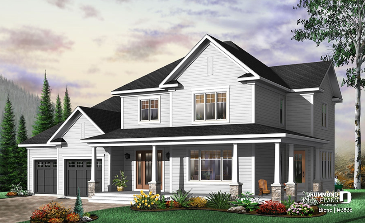 front - BASE MODEL - Large foyer, formal dining, 4 bedrooms, family room with fireplace, 2-car garage - Eliana