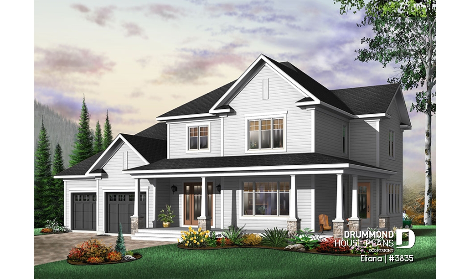front - BASE MODEL - Large foyer, formal dining, 4 bedrooms, family room with fireplace, 2-car garage - Eliana