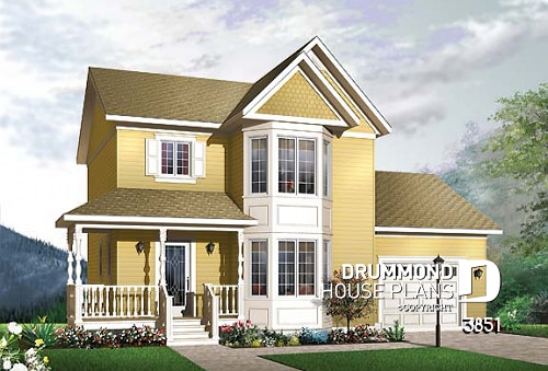 front - BASE MODEL - 3 bedroom victorian house plan with garage, great kitchen, laundry room on main floor - Honor