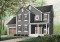 Color version 2 - Front - Small, simple two-storey home plan, three bedrooms, large kitchen, laundry room on main floor, garage - Andrea
