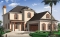 front - BASE MODEL - Mediterranean style house plan, 4 bedrooms, 3-car garage, master suite with private balcony - Nikolas