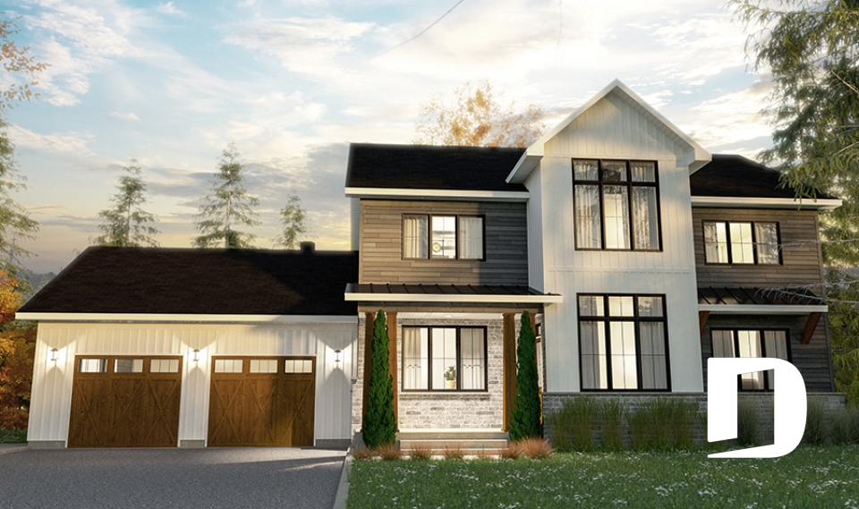 front - BASE MODEL - 4 bedroom house plan with 2-car garage, pantry, mud room, master on 2nd floor, home office and more! - Nikolas 3