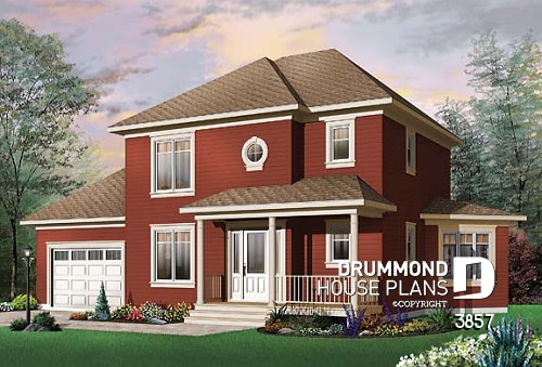 front - BASE MODEL - 2 storey 3 bedroom house plan with garage, spacious family room with lots of windows, formal dining room - Darmin