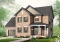 front - BASE MODEL - 3 bedroom European house plan with sunken living room, fireplace and garage - Morgan