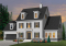 front - BASE MODEL - Three-level family house plan with open-concept layout, home office, bonus room, and unfinished basement - Chisholm