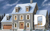 front - ORIGINAL MODEL - White colonial house plan with shutters, master suite with sitting area, home office, home gym & solarium - Chisholm